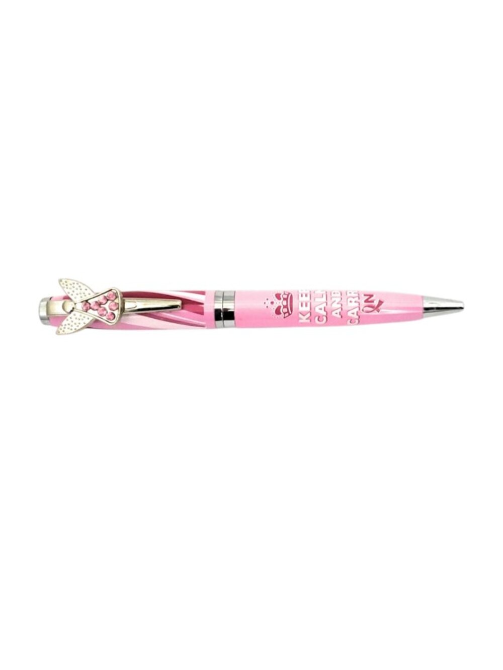 Colorful Ballpoint Pen with Pink Ribbon Emblem on Clip Gift Pen w/ Gift Pouch